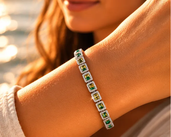 Elegant_Green_Yellow_Cz_Tennis_Bracelet_Stainless_Steel