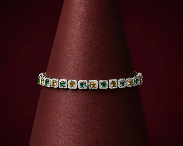 Elegant_Green_Yellow_Cz_Tennis_Bracelet_Stainless_Steel
