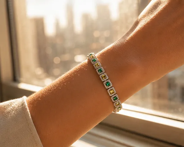 Elegant_Green_Yellow_Cz_Tennis_Bracelet_Stainless_Steel