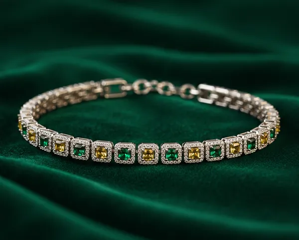 Elegant_Green_Yellow_Cz_Tennis_Bracelet_Stainless_Steel