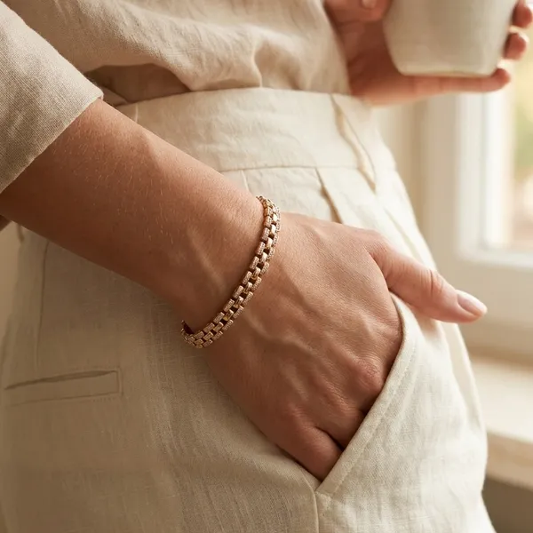 Gold_Plated_Cz_Chain_Bracelet_For_Women