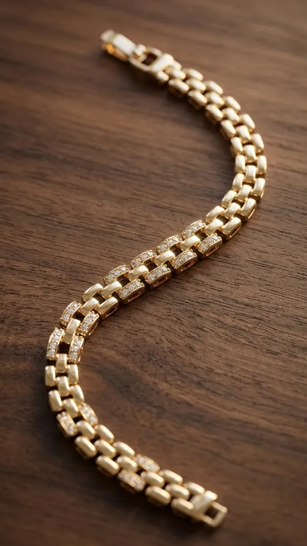 Gold_Plated_Cz_Chain_Bracelet_For_Women