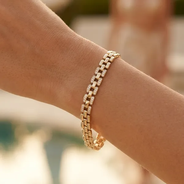 Gold_Plated_Cz_Chain_Bracelet_For_Women