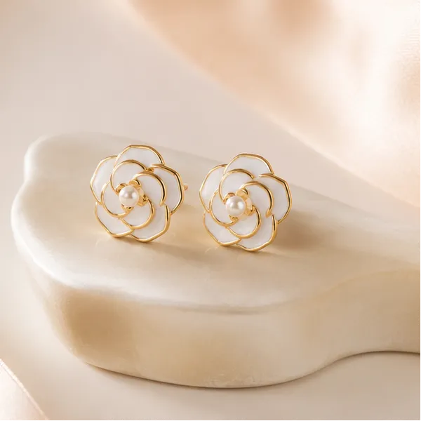 Floral_Faux_Pearl_Earrings_Gold_Tone_Alloy_Daily_Wear