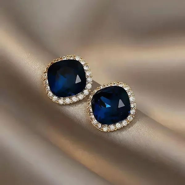 Navy_Blue_Cz_Stud_Earrings_Gold_Tone_Halo_For_Women