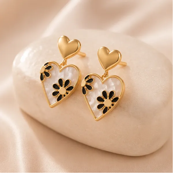 Heart_Drop_Stud_Earrings_Gold_Tone_Floral_Charm_For_Women