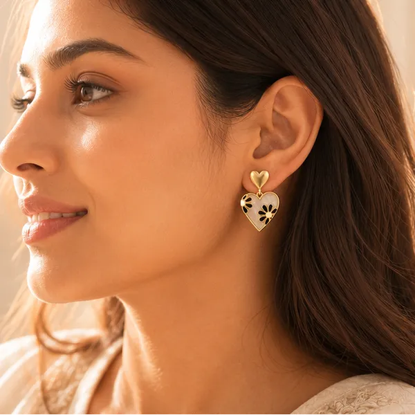 Heart_Drop_Stud_Earrings_Gold_Tone_Floral_Charm_For_Women