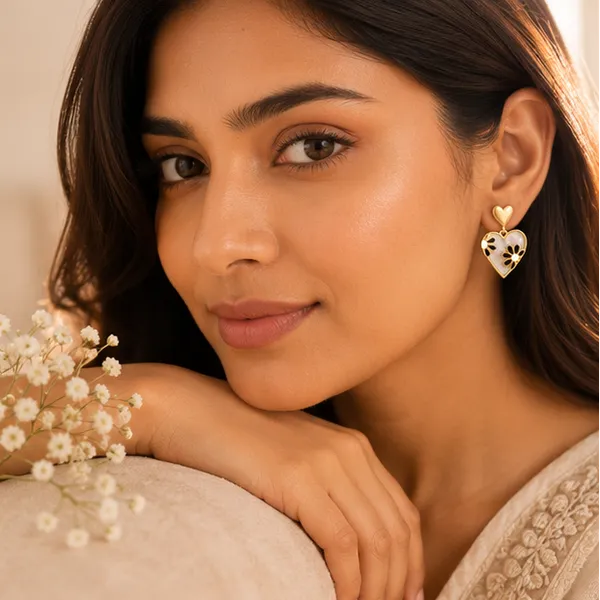 Heart_Drop_Stud_Earrings_Gold_Tone_Floral_Charm_For_Women
