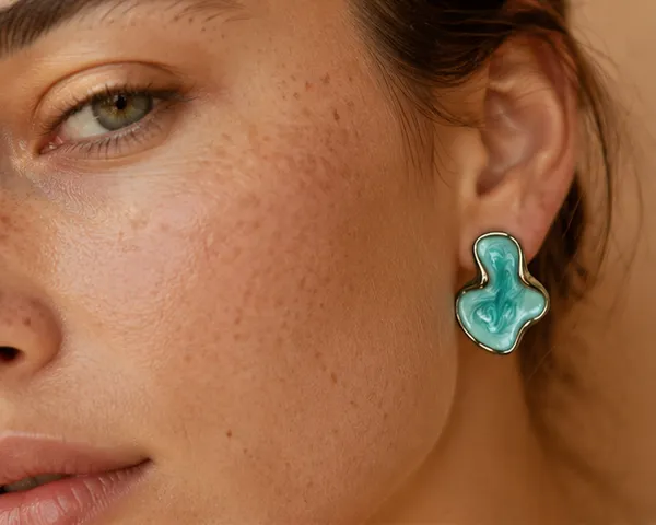 Teal_Abstract_Marbled_Stud_Earrings_Gold_Tone_Stainless_Steel_For_Women
