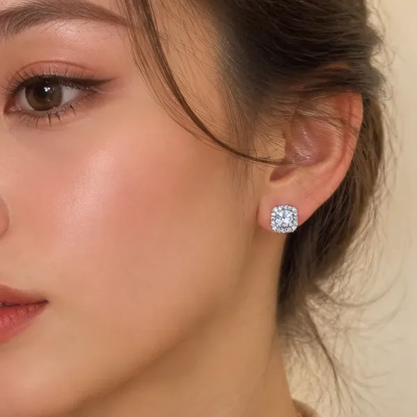 Silver_Cz_Cluster_Stud_Earrings_Cushion_Cut_For_Women