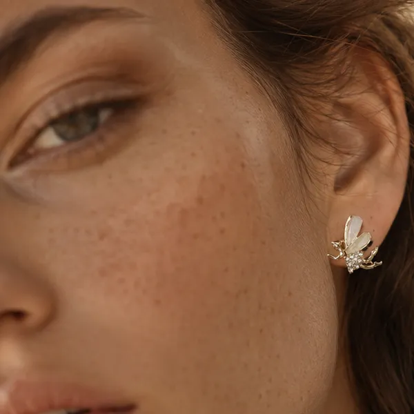 Fairy_Cz_Stud_Earrings_Gold_Tone_Wings_For_Women