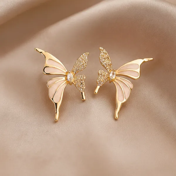 Two_Tone_Butterfly_Stud_Earrings_Gold_Tone_Cz_For_Women