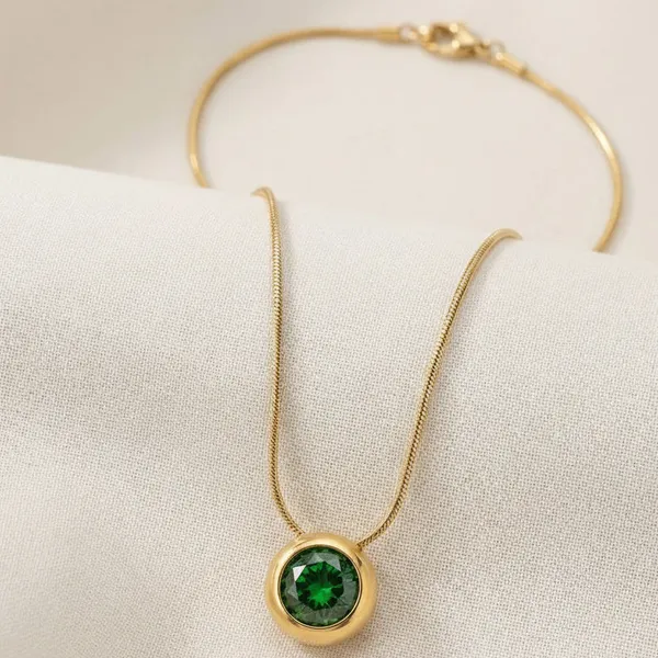Green_Stone_Pendant_Necklace_Pvd_Gold_Plated_For_Women
