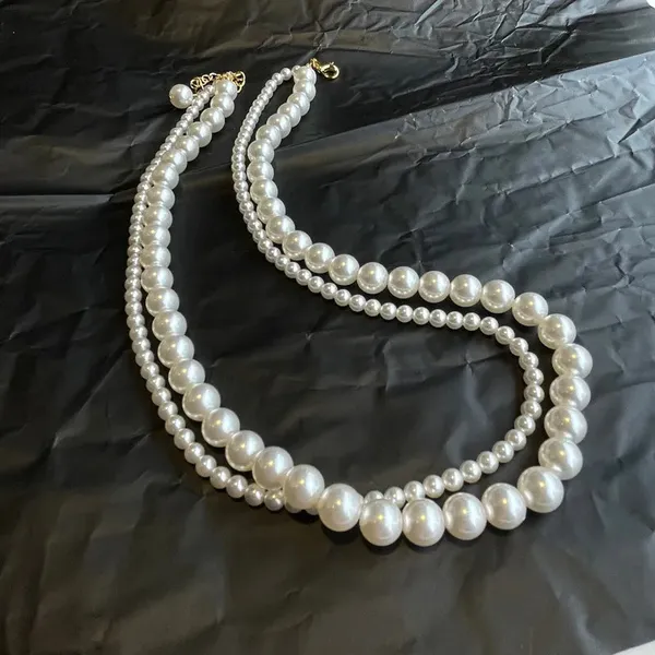 Double_Layer_Pearl_Necklace_Statement_Wear_For_Women