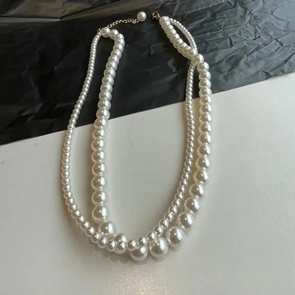 Double_Layer_Pearl_Necklace_Statement_Wear_For_Women