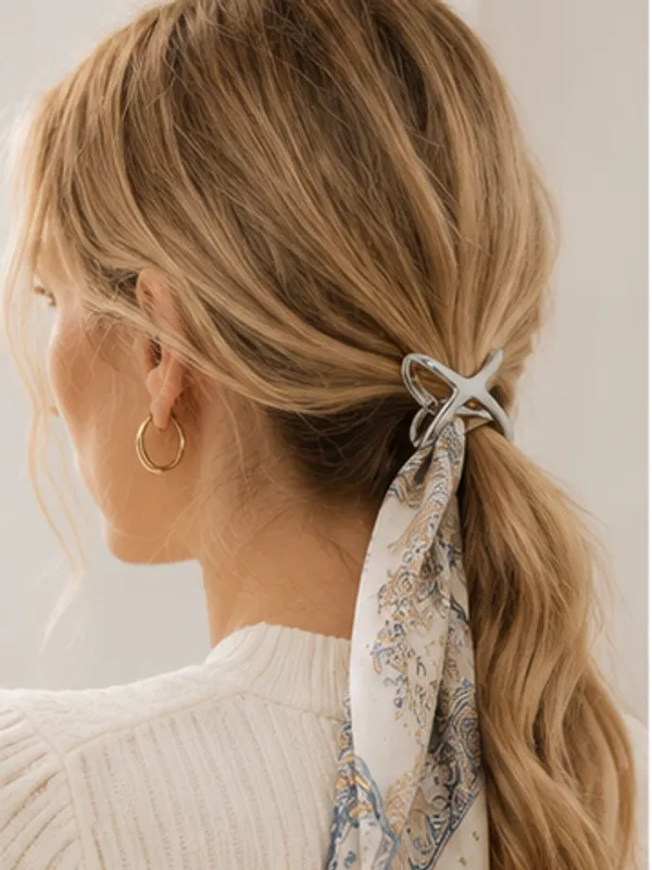X_Cross_Scarf_Ring_Gold_Alloy_Scarf_Buckle_For_Women_Gold