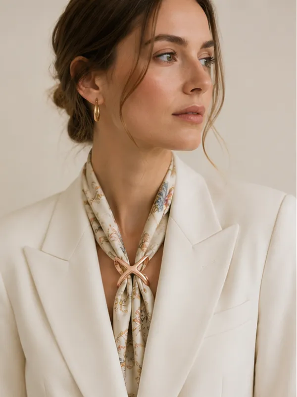 X_Cross_Scarf_Ring_Gold_Alloy_Scarf_Buckle_For_Women_Gold