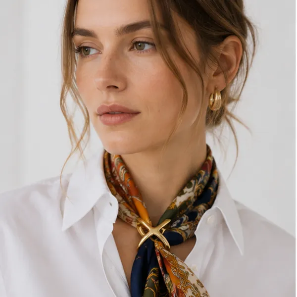 X_Cross_Scarf_Ring_Gold_Alloy_Scarf_Buckle_For_Women_Gold