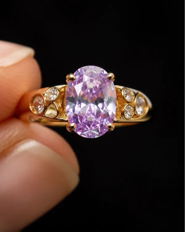 Amethyst_Hue_Oval_Cluster_Ring_Rhodium_Plated_For_Women