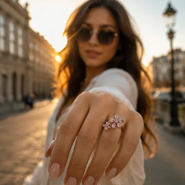 Double_Blossom_Floral_Ring_Rhodium_Plated_For_Women