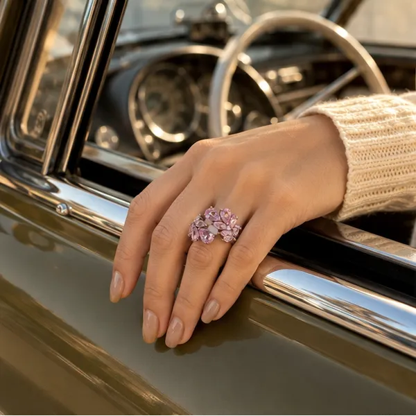 Pink_Vine_Cluster_Ring_Rhodium_Plated_For_Women