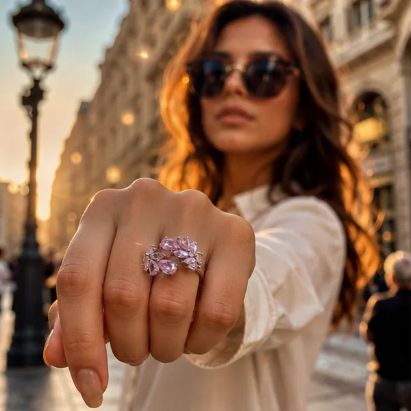 Pink_Vine_Cluster_Ring_Rhodium_Plated_For_Women
