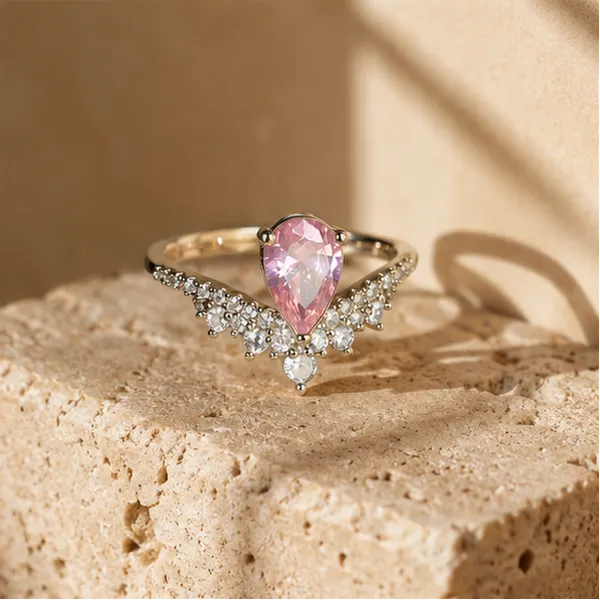 Pear_Pink_Cz_Ring_Adjustable_Party_Wear_For_Women