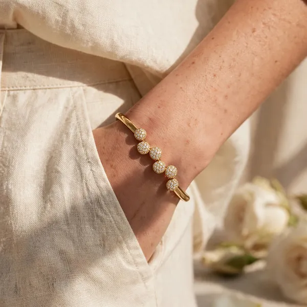 Pav_Cz_Dome_Bangle_Bracelet_For_Women_Gold_Cluster_Cuff