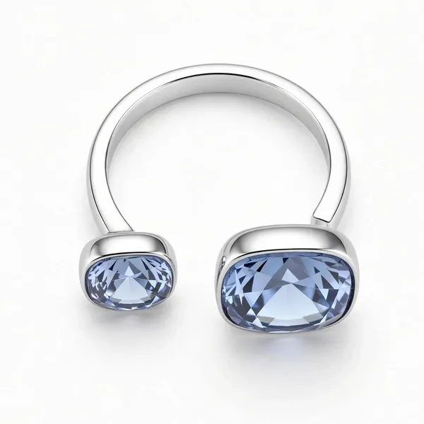 Blue_Crystal_Open_Ring_For_Women_Silver_Dual_Stone_Adjustable_Ring