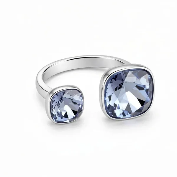 Blue_Crystal_Open_Ring_For_Women_Silver_Dual_Stone_Adjustable_Ring