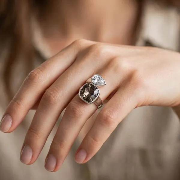 Two_Tone_Crystal_Ring_Clear_Smoky_Brown_Open_Ring_For_Women