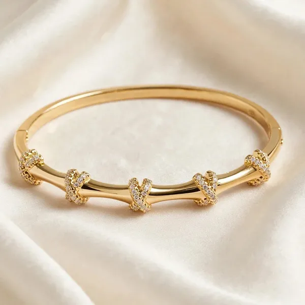 Pave_X_Knot_Bangle_Bracelet_Gold_Stainless_Steel_For_Women