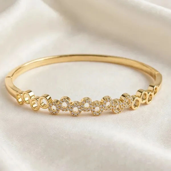 Pave_Circle_Link_Bangle_Bracelet_Gold_Stainless_Steel_For_Women