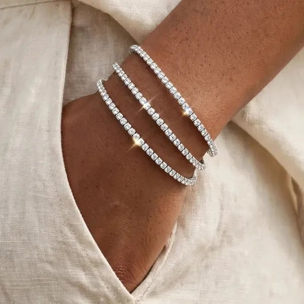 Crystal_Tennis_Bangle_Silver_Stretch_Bracelet_For_Women