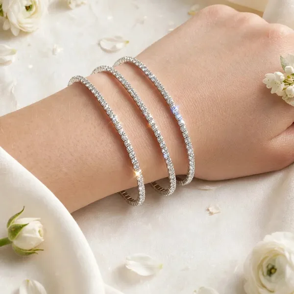 Crystal_Tennis_Bangle_Silver_Stretch_Bracelet_For_Women