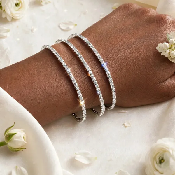 Crystal_Tennis_Bangle_Silver_Stretch_Bracelet_For_Women