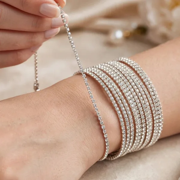 Crystal_Tennis_Bangle_Silver_Stretch_Bracelet_For_Women