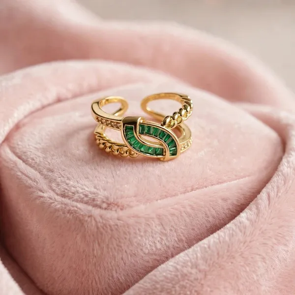 Green_Crystal_Knot_Ring_Gold_Multi_Band_Open_Ring_For_Women
