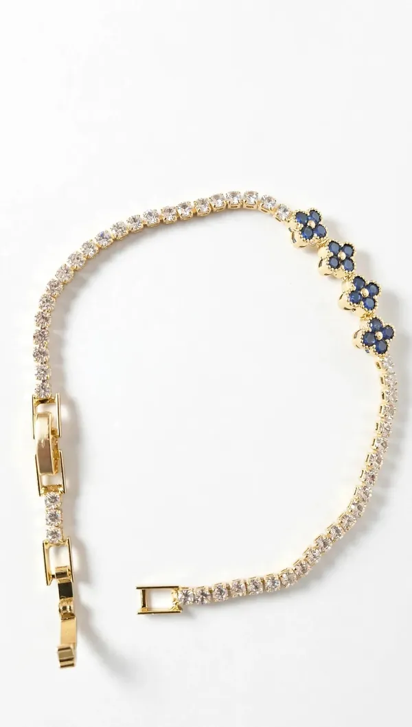 Blue_Clover_Tennis_Bracelet_Gold_Plated_Cz_For_Women