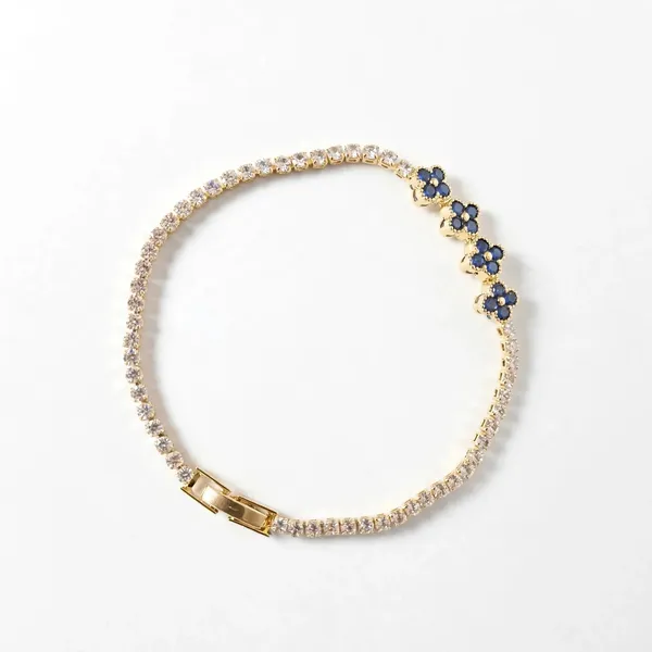 Blue_Clover_Tennis_Bracelet_Gold_Plated_Cz_For_Women