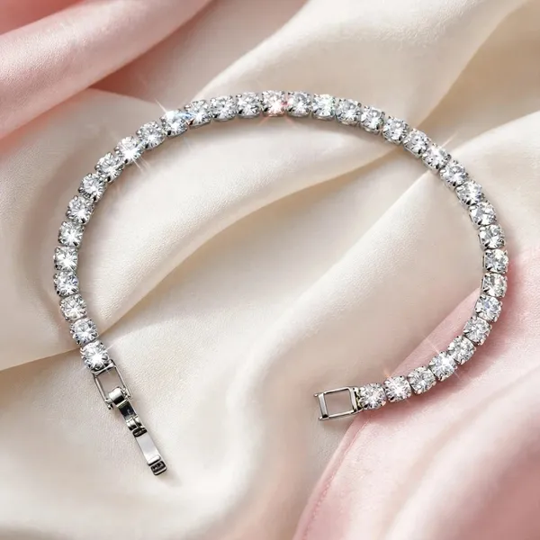 Silver_Tone_Tennis_Bracelet_Slim_Fit_Cz_For_Women