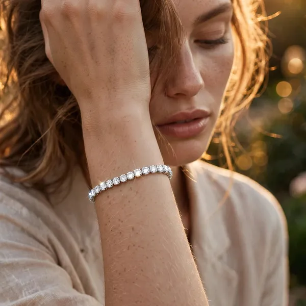 Silver_Tone_Tennis_Bracelet_Slim_Fit_Cz_For_Women