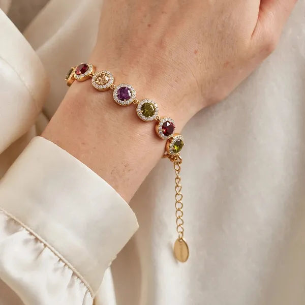 Multicolor_Cz_Halo_Bracelet_Adjustable_Gold_Bracelet_For_Women