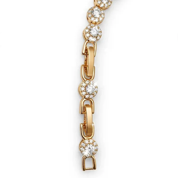 White_Cz_Halo_Tennis_Bracelet_Gold_Bracelet_For_Women