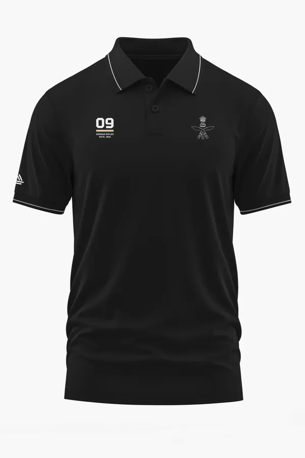 9TH_GORKHA_RIFLES_POLO_T-SHIRT_-_Black,_XXL