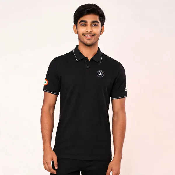 Black_Cotton_Lycra_Regular_Fit_Iaf_Classic_Crest_Polo_T-Shirt_For_Men