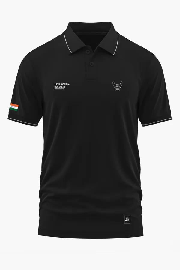 11TH_GORKHA_REGIMENT_POLO_T-SHIRT_-_Black,_XXL