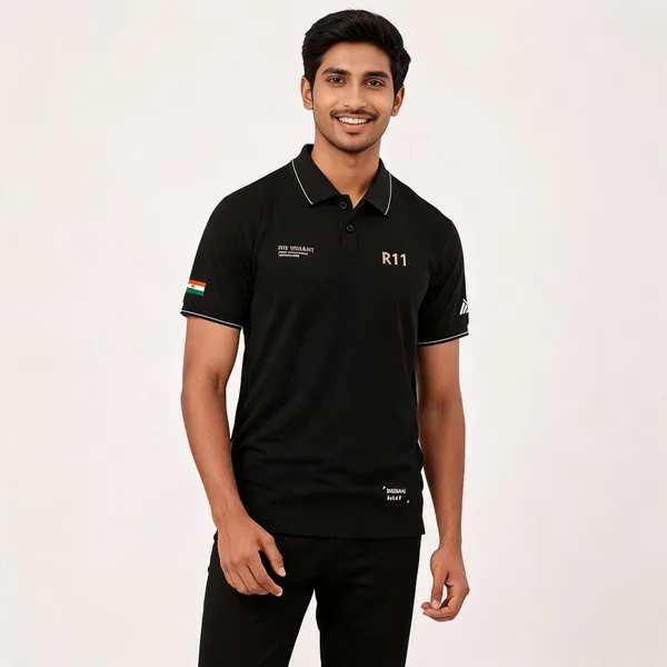 Black_Cotton_Lycra_Regular_Fit_Polo_T-Shirt_For_Men
