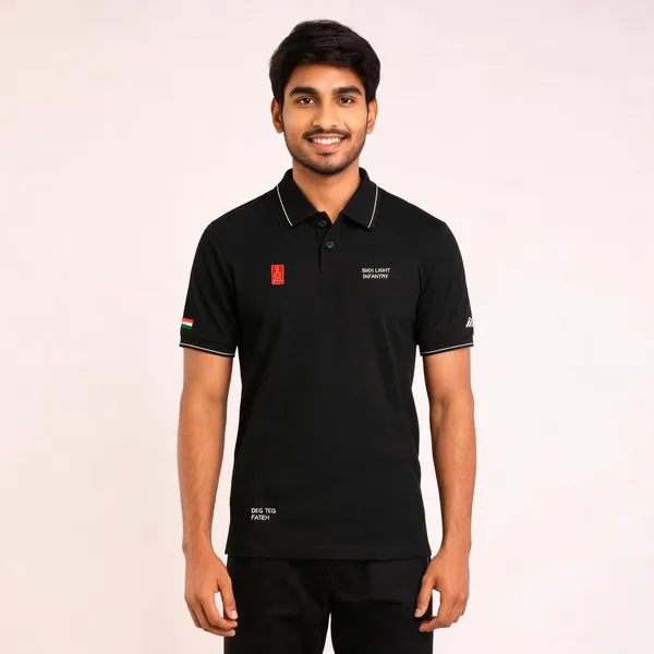 Black_Cotton-Lycra_Regular_Fit_Sikh_Light_Infantry_Polo_T-Shirt_For_Men