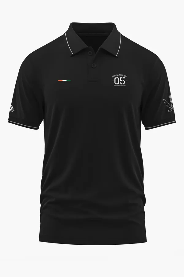 5TH_GORKHA_REGIMENT_POLO_T-SHIRT_-_Black,_XXL